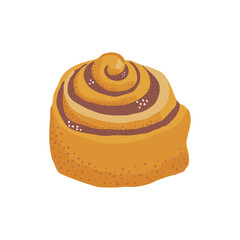 Cinnamon bun cartoon style vector illustration. Doodle clip art element for cafe menu or chalkboard.