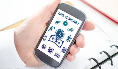 Time is money concept on a smartphone