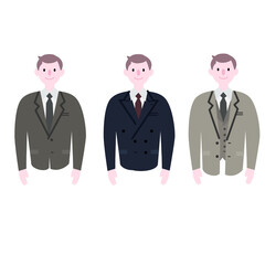 スーツ3タイプイラスト素材
