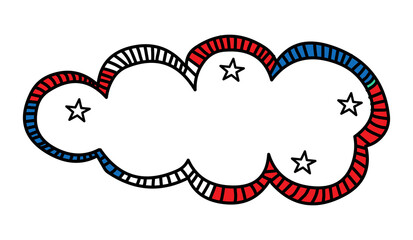 Patriotic cloud July 4th doodle art vector