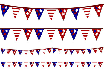 Set of American flag pennants patriotic banner