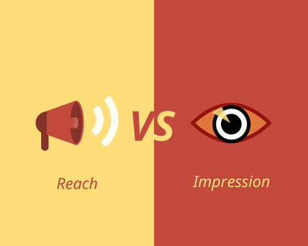Different Of Reach And Impression In Digital Marketing Vector
