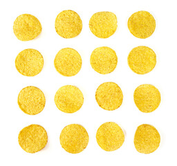 round corn chips isolated on white background