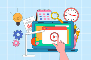 the illustration of Learning online course