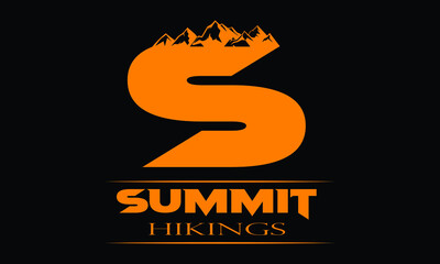 S letter Initial Summit Mountains Peak Hiking logo for Hikers & adventurers....!!!