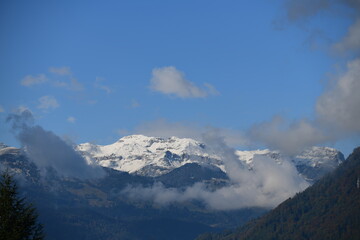 Naklejka premium Snow covered mountains in Liechtenstein, Europe