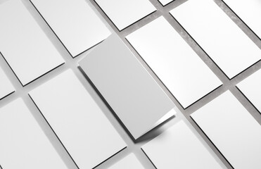 Obraz premium Bi-fold brochure mock up isolated on white background. 3D illustration.