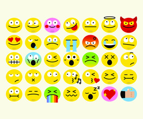 Set of Emoji, Funny Emojis, Icon, EPS 10