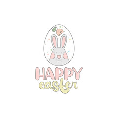 Happy easter. Lettering. Cute Easter egg. Isolated vector object on white background. Greeting card. 