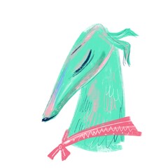 print gentle greyhound, mint and pink