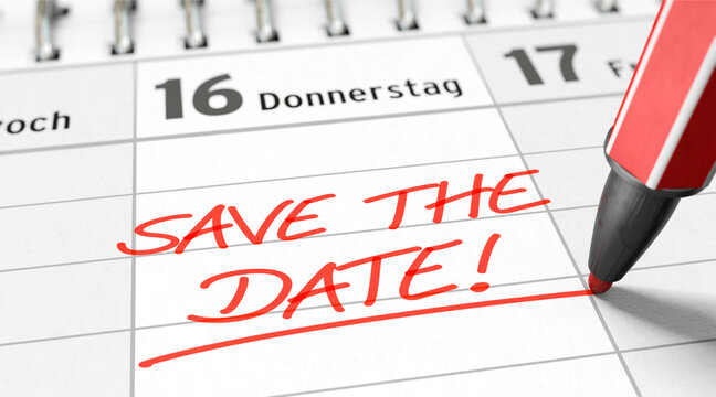 Write "SAVE THE DATE" in the diary