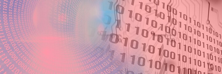 Computer code funnel and data processing against gradient background, program coding concept