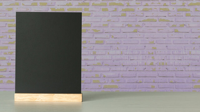 Blank menu blackboard on wooden table on white, copy space,write your message here.education and business concept