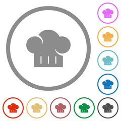 Chef hat flat icons with outlines