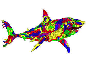 Shark Abstract Art Doodle Hand Drawn