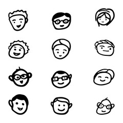 set of doodle faces