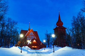 Kiruna, Sweden The wooden church of Kiruna built in 1911.