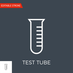 Test Tube Thin Line Vector Icon. Flat Icon Isolated on the Black Background. Editable Stroke EPS file. Vector illustration.