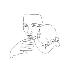 Pregnant woman one line drawing on white isolated background. Vector illustration