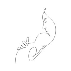 Pregnant woman one line drawing on white isolated background. Vector illustration