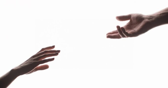 Two Hands Reaching each other in slow motion