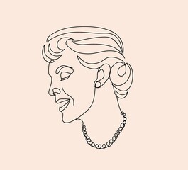 Continuous line, drawing of set faces and hairstyle, fashion concept, woman beauty minimalist, vector illustration for t-shirt, slogan design print graphics style