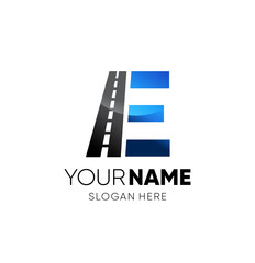 Initial E Letter Road Way Logo Design Vector Graphic