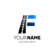 Initial F Letter Road Way Logo Design Vector Graphic
