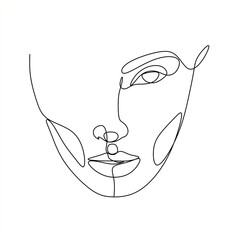 Abstract portrait of young pretty woman. Continuous one line drawing isolated on white. Vector illustration in simple modern style.