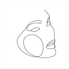 Abstract portrait of young pretty woman. Continuous one line drawing isolated on white. Vector illustration in simple modern style.