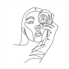 Abstract portrait of young pretty woman. Continuous one line drawing isolated on white. Vector illustration in simple modern style.