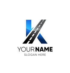 Initial K Letter Road Way Logo Design Vector Graphic