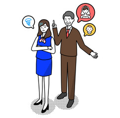 結婚や出産についてのセクハラ発言をする上司と部下の女性