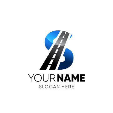 Initial S Letter Road Way Logo Design Vector Graphic