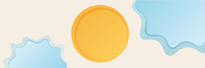 Cloudscape , blue sky with clouds and sun , paper art style.