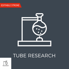Tube Research Thin Line Vector Icon. Flat Icon Isolated on the Black Background. Editable Stroke EPS file. Vector illustration.