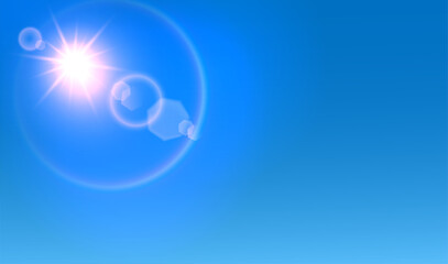 Shining white and red sun with flare effect