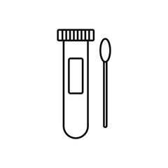 test tube with swab line style icon design of Medical care health and emergency theme