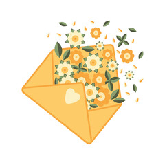 Isolated envelope with flowers.