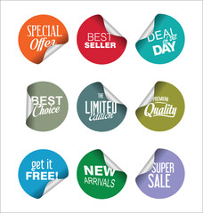 Sale stickers and tags colorful collection 