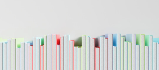 Fototapeta premium banner of a row of colored books