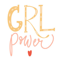 Lettering Girl Power Pink, yellow, gold Motivational quote Female Feminist letters Calligraphy