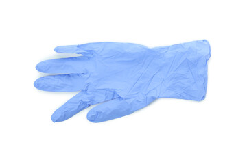 Blue medical glove isolated on white background