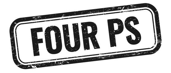 FOUR PS text on black grungy vintage stamp.