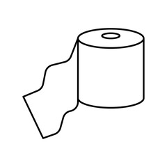 Toilet paper icon. Hand drawn element, vector illustration in black on a white background.