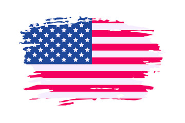 United States of America vector grunge flag. USA brush stroke textured flag.