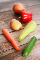 natural fresh vegetables, red peppers, potatoes and onions
