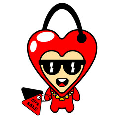 Mascot love sign sales cartoon character illustration is perfect for advertising