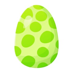 Cute realistic Easter egg painted with green handmade polka dot pattern. Can be used as easter hunt element for web banners, posters and web pages