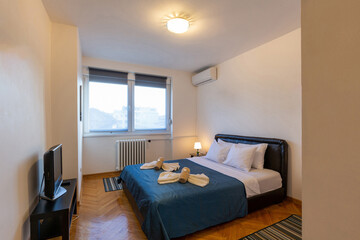 Bedroom interior in apartment building